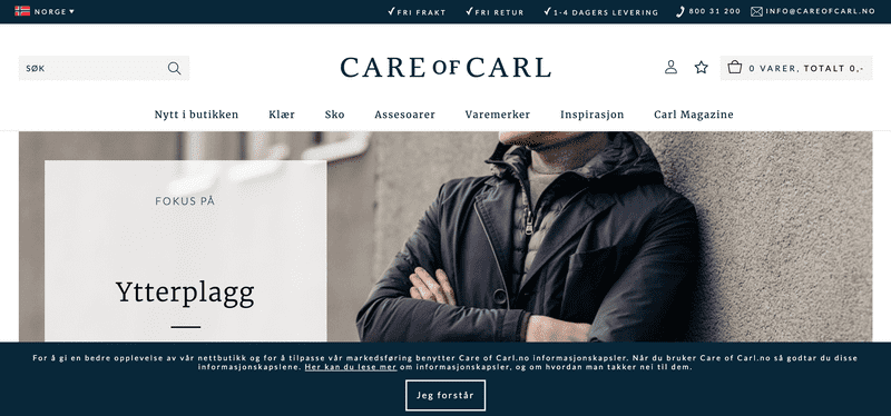 På CareOfCarl.no handler du klassiske herreklær & sko fra velkjente varemerker online. Merkeklær online siden 2010.